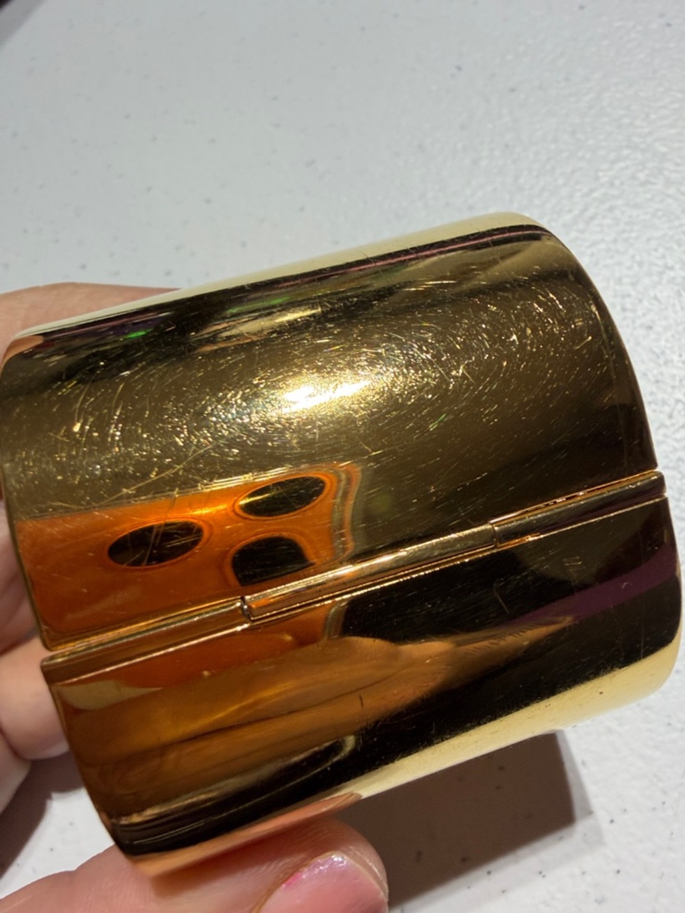 Celine Flawed Beauty Goldtone Clamper Cuff  (4) - Picture 5 of 11